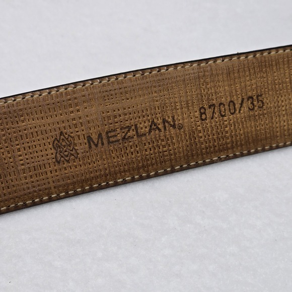 Mezlan Mens Belt Sz 48 Black Leather 8700/35 Brushed Silver Spain Big & Tall - Picture 10 of 16